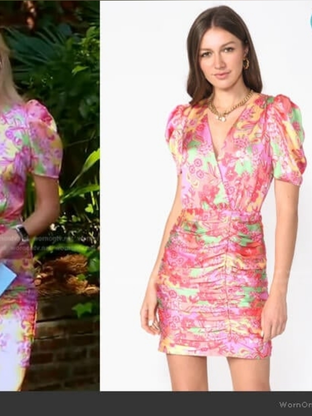 Adelyn Rae Bright Floral Ruched Bodycon Mini Dress – Spring Ready, Size M